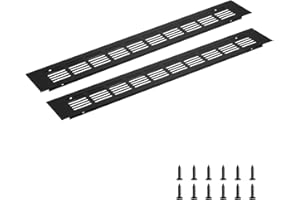 sourcing map Rectangle Ventilation Grille, Aluminum Alloy Mesh Air Vent Cover Louvered Ventilation Cover with Mounting Screws for Cabinet Shoe Closet (400x60mm/16"x2", Black)