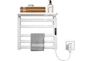 SKYLYZH Elektrischer Handtuchheizkörper, 500x500mm Badheizkörper Elektrisch,Intelligenter Konstanttemperatur Handtuchheizer, Handtuchheizkörper, Handtuchtrockner, Kohlefaser Heizung, anthrazit-White Right
