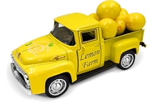 TEELORAY Zitronen Truck Dekor, Zitrone Dekorationen für Zuhause, Metall Truck Dekor mit 6 Kleinen Künstlichen Zitronen für Schaufenster Tisch Centerpieces Haushalt Küche Sommer Lemon Dekorationen Party