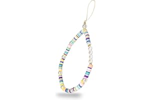 pamindo Chaîne de téléphone portable avec perles - Bracelet de téléphone portable - Pendentif de téléphone portable - Bijou pratique - Dragonne pour téléphone portable - Plusieurs couleurs