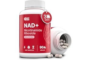 NUTRIBRAIN NAD+ Haute Absorption Nicotinamide Riboside 300mg | 90 Gélules | Anti-Âge et Fatigue | NAD+ Booster, Santé Cellulaire et Vitalité | Formule Premium | Sans Gluten | Sans OGM