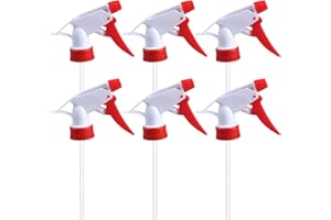 ERICOTRY 6PCS Plastic Trigger Sprayer Nozzles 28/400 Thread Adjustable Mist Stream Spray Heads Watering Sprayer Top Replacement for Standard 8oz/16oz Bottles (Red)