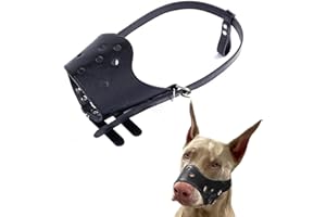 SHUOHONG Muselière Chien Souple Réglable, Musoliaire Chien Anti-Morsure, Museliere pour Chiens, Museliere pour Les Chiens de Taille Grande, Moyenne (PU-Noir-M)