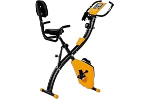 HOMCOM Cyclette Pieghevole 2 in 1, Resistenza Magnetica Regolabile 8 Livelli, Cyclette da Casa Silenziosa con Sensore di Frequenza Cardiaca, Elastici per Braccia, Schermo LCD, Volano 2.5kg