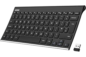 Arteck 2.4G Wireless Keyboard Stainless Steel Ultra Slim Full Size Keyboard for Computer/Desktop/PC/Laptop/Surface/Smart TV and Windows 10/8 / 7 Built in Rechargeable 6-Month Battery