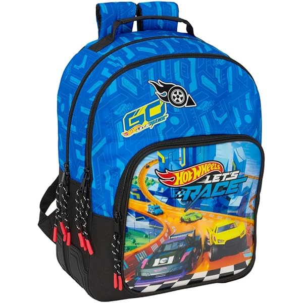 HOT WHEELS SONNY Schoolrugzak voor kinderen, ideaal voor kinderen van verschillende leeftijden, comfortabel en veelzijdig, kwaliteit en duurzaamheid, 32 x 14 x 42 cm, marineblauw, Donkerblauw
