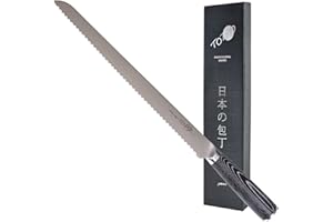 Totiko Coltello Professionale in Acciaio Tedesco, Coltello da Cucina Professionale Giapponese per Pane e Pasticceria, Lama da 30cm, Bread Knife, Manico in Pakkawood Color Legno Japan Knives
