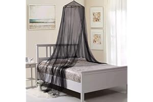 RETOTENG Mosquito Mesh Net for Bed Canopy Nets Round Dome Mosquito Net for Bedroom Garden Camping Hanging Curtains Netting Canopy for Baby/Single/King Size Bed [Black]