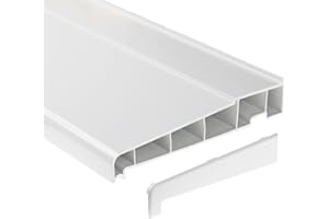 EUROCELL 180mm x 1m White UPVC Plastic External Window Sill (with End Caps)