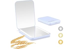 ‎KINTION Kintion Wiederaufladbarer Taschenspiegel, LED Kompakt Reise Make up Spiegel, 3 Farbtemperaturen, Dimmbar, 400mAh, Tragbarer Kompaktspiegel, Kleine Handtaschenspiegel Frauen als Geschenk, Hellviolett