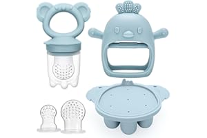CLDY Baby Fruit Food Feeder & Mini Freezer Tray Combo, 4 Month+, Breastmilk Popsicle Freezer Molds for Baby Cooling Relief, BPA Free Silicone Feeder for Toddler Teething & Infant Self Feeding