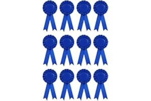 SagaSave 12 cintas de premio en blanco, 12 cintas de premio en blanco para ganador del primer lugar, cintas de medalla para cumpleaños, fiestas, competiciones deportivas, escuela (azul)