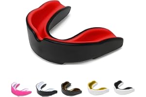 SKT SOUQ Sports Mouth Guard, Adults and Junior Gum Shield with case,Mouthguard for Jaw Protection in Contact Sports,Boxing,MMA Rugby,Karate and Martial Arts (Black/RED, Adult Above 11 Years)