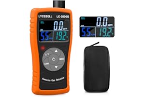 LYCEBELL Détecteur de Gaz Ammoniac, LC-5800G Détecteur de Fuite de NH3 0-100ppm, avec Température et Humidité, pour Ferme et Maison