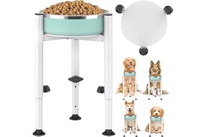 LyTaispuly Hundenapf Erhöht Hundenapfständer- 4 Höhen, Breite 15-25cm - Erhöht Hunde Futter Wasser Schalen Halter, Upgrade Metall erhöht Hundefutter mit Tablett für Große Mittelgroße Kleine Hunde