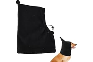LUXIREMI Dog Hat, Zoo Snoods for Dogs, Dog Snood, Ear Defenders, Thickened Neck Warmer Scarf Ears Hoodie,Knitted hat Winter Holiday Outdoor Walking Essential Clothing Matching (Black)