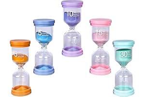 AMALAN EU 5 Sablier Colore kit,Minuterie de Cuisine,Sable Couleurs Horloge,Gestion du Temps pour Les Enfants se Brosser Les Dents, École, Bureau, Activités Chronométrées,3/5/10/15/30Min