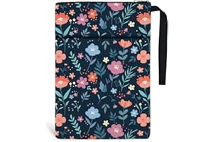 Hobbspring 1pc Floral Pattern Book Covers 34x24cm Polyester Book Sleeve Books Protectors with Zipper and Front Pocket for Students Teachers and Bookworm Back to School