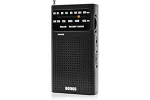 Benss Small Radios Portable AM FM, transistor radios 2AA Battery Operated with Best Reception, Radio with Speaker & Headphone Jack, Pocket Radio for Indoor, Outdoor and Emergency Use(Black)