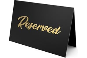 IRICUS 10 Pack Black Reserved Table Signs for Wedding - Gold Foil Reserved Seating Signs for Wedding Chairs - Church Pews - Double Sided Cardstock Reserved Signs for Tables - Table Tent Reservation Cards