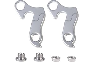 QUWEM 2PCS Bicycle Rear Derailleur Hanger,Aluminum Alloy Bike Gear Mech Tail Hook Replace Part with Screws Dropout Adapter for Carrera Vengeance Vulcan Cube Mtb Road Bikes Racing Cycling Silver