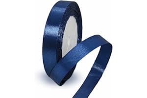 ALOHOVME Ruban Satin Bleu Foncé 15mm, 23 mètres Rubans de Tissu Couture Ruban Cadeau pour Décoration de Mariage, Emballage cadeau, Bouquet de fleurs, Artisanat DIY, Décoration gâteau d'anniversaire et Noël