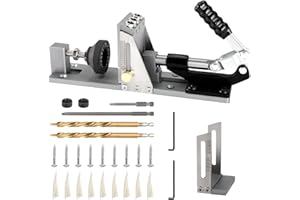 Pocket Hole Jig Kit with Restrictor Ring and Premium Carbon Steel Drill Bit, All-Metal Drilling Locator, Metal Pocket Screw Jig with Removable Vacuum Adapter DOYFAY (0FKWUA)