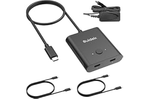 SUIDEK USB C Switch, USB C Switcher 1 en 2 Out/2 en 1 Out Support vidéo 8K@60Hz 100W PD Fast Charging, avec Adaptateur d'alimentation 5V 1A