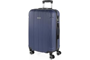 ITACA - Maleta Mediana con 4 Ruedas Giratorias para Viajes Largos Tipo Trolley Ideal como Maletas de Viaje Grandes 23 Kilos y Maleta Viaje Mediana Resistentes, Azul Vaquero