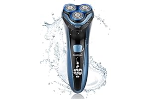 RANTIZON Gifts for Him Electric Shavers Men-Wet and Dry Rechargeable Mens Rotary Razor with Pop-up Trimmer Cordless IPX7, 100-240V Worldwide Shaver for Men with LCD Display & Travel Lock
