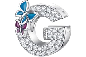 LNQOBU Charme Lettre de L'alphabet Argent Sterling 925 Avec 5A Zircone Femmes Perles Charm Compatible Pour European Bracelet