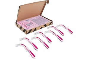 Amazon Brand - Solimo 3-Blade Disposable Razors for Women, 7 Count, Pack of 1, Pink