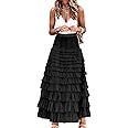 Womens Long Maxi Tulle Skirt A Line Ruffle Mesh High Waisted Tiered Layered Skirts Petticoat