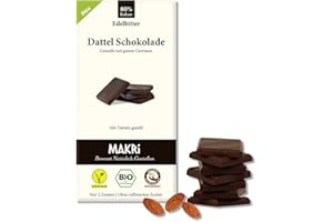 ‎MAKRI MAKRi® Organic Date Chocolate - No Refined Sugar, Sweetened with Dates, Vegan & Fair Trade (Fine Bitter 80%, 1 Table)