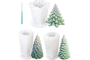ZOUNIN Lot de 3 Moules à Bougies Sapin de Noël 3D en Silicone - Pour Bougies Aromatiques et Parfumées, Savon - Bricolage