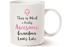 THIS MIGHT BE WINE Mothers Day Gifts Grandma Coffee Mug from Granddaughter Grandson, This is What a Really Awesome Grandma Looks Like Birthday Gifts Idea for Grandma Grandmother Cup White, 11 Oz