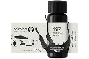 SD COLORS Obsidian Black 197 Ausbesserungslack, 15 ML, Reparatur-Pinsel, Farbcode 197 Obsidian-Schwarz (Farbe)