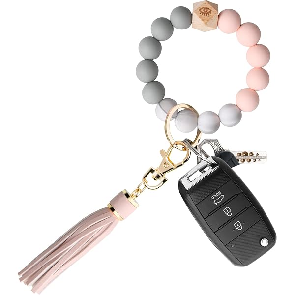 Schlüsselanhänger Für Frauen – Mit Silikonperlen, Quaste & Elastischem Band, Als Armband Oder Anhänger Nutzbar