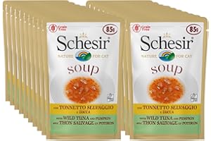 Schesir Cat Soup Lot de 20 sachets de Soupe au Thon à la Citrouille 85 g