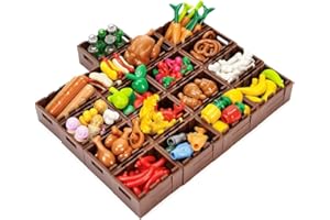CYJXL Thema Essen Set mit Ausstellungsstand Vitrine kompatibel mit Lego Minifiguren