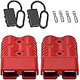 Bohaner Anderson Connector 2Pcs 175A 600V Battery Quick Disconnect Connector with Hard Rubber Boot Caps Modular Power Connectors Anderson Plug Quick Plug Kit (Red 175A + Rubber Caps)