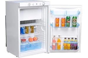 SMETA Gaskühlschrank Gefrierschrank,Camping Kühlschrank 12v 230v Gas,Wohnwagen Kühlschrank Auto Kühlschrank 12v/230v/GAS LPG 100L für Wohnmobil Camping Garage,Leiser 0dB,Weiß