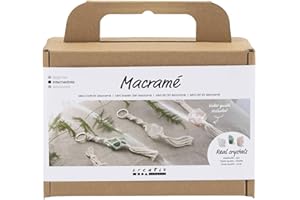 Creativ Mini Kit de Manualidades Macramé, rosa empolvado, transparente mate, natural claro, verde empolvado, 1 paquete