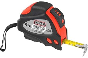 CON:P CONNEX 702005 Tape Measure 5 m / 19 mm – Black/Red – Ergonomic 2-Component Design – Automatic Tape Stop – Strong Magnets at the Start of the Tape / Tape Measure with Belt Clip and Carry Strap