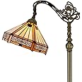 WERFACTORY Tiffany Floor Lamp Hexagon Stained Glass Arched Lamp 12X18X64 Inches Gooseneck Adjustable Corner Standing Reading Light Decor Bedroom Living Room S011 Series