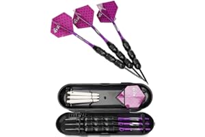 hopewey Dart Arrows Set, 3 Piezas Prof Steeldarts Steel Tip Darts Set Darts (Flechas de Acero Dart) con vuelos, Ejes, Caja de Almacenamiento D1