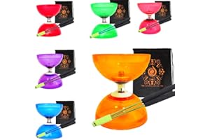 JUGGLE DREAM Quartz Triple Bearing Clutch Diabolo Set with Aluminium 'Metal' Sticks, Diabolo String and Cascade Carry Bag (Orange with Gold Handsticks)