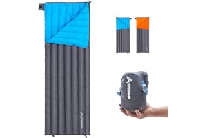 BISINNA Sacco a pelo, Sacco a pelo portatile leggero e compatto, impermeabile con 650 Fill Power, sacco a pelo in piuma d'anatra bianca per il campeggio all'aperto, l'escursionismo