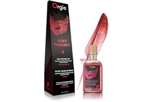 Orgie - Sexy Therapapy Kissable Massage Set - Fresa | Masaje besable | Massage oil - Con 01 pluma, 01 guía de masaje de labios