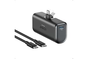 Anker Nano Powerbank, 5000 mAh, powerbank 22,5 W, wbudowany, składany konektor USB-C, kompatybilny z iPhone 16/15, Samsung S22/23, seria Note20/10, Huawei, iPad Pro/Air, AirPods i wieloma innymi